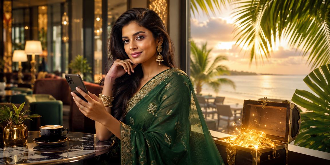 User enjoying Andar Bahar game on mobile device with traditional Indian attire